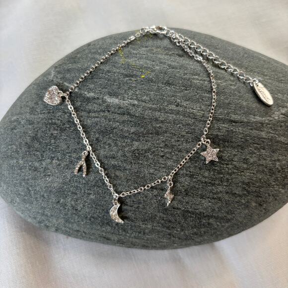 Ettika Dainty Silver Charm Bracelet NWT Star Moon Heart Darling Gift Adjustable - Picture 6 of 6